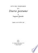 Atti del Seminario sul Diario postumo di Eugenio Montale