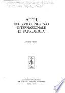 Atti del XVII Congresso internazionale di papirologia