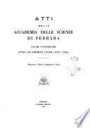 Atti della Accademia delle scienze di Ferrara