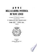 Atti della Accademia pontificia de' nuovi Lincei