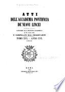 Atti della Accademia pontificia de' nuovi Lincei