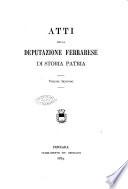 Atti della Deputazione ferrarese di storia patria