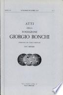 Atti Della Fondaqzione Giorgio Ronchi