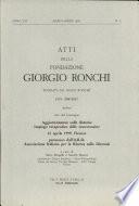 Atti Della Fondazione Giorgio Ronchi Fondata Da Vasco Ronchi