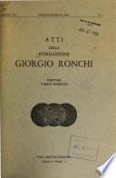Atti della Fondazione Giorgio Ronchi
