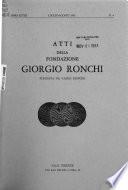 Atti della Fondazione Giorgio Ronchi