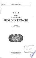 Atti della Fondazione Giorgio Ronchi
