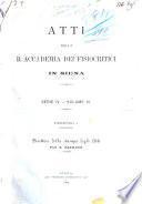 Atti della R. Accademia dei Fisiocritici in Siena