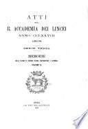 Atti della R. accademia dei Lincei. Memorie della Classe di scienze fisiche, matematiche e naturali