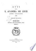 Atti della R. accademia dei Lincei. Memorie della Classe di scienze fisiche, matematiche e naturali