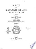 Atti della R. accademia dei Lincei. Memorie della Classe di scienze fisiche, matematiche e naturali