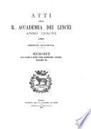 Atti della R. accademia dei Lincei. Memorie della Classe di scienze fisiche, matematiche e naturali