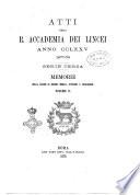 Atti della R. Accademia dei Lincei. Memorie della classe di scienze morali, storiche e filologiche