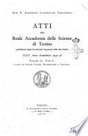 Atti della Reale Accademia delle Scienze di Torino. Classe di scienze fisiche, matematiche e naturali