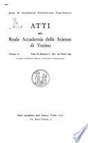 Atti della Reale accademia delle scienze di Torino