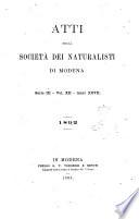 Atti della Società dei naturalisti di Modena