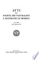 Atti della Società dei naturalisti e matematici di Modena