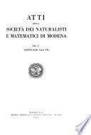 Atti della Società dei naturalisti e matematici di Modena