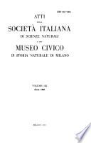Atti della Società italiana di scienze naturali e del Museo civico di storia naturale di Milano