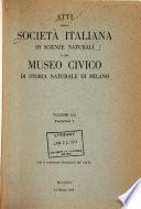 Atti della Società italiana di scienze naturali e del Museo civico di storia naturale di Milano