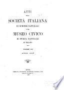 Atti della Società italiana di scienze naturali e del Museo civico di storia naturale di Milano