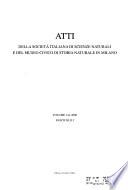 Atti della Società italiana di scienze naturali e del Museo civico di storia naturale in Milano