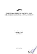 Atti della Società italiana di scienze naturali e del Museo civico di storia naturale in Milano