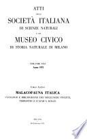 Atti della Società italiana di scienze naturali e del Museo civico di storia naturale in Milano