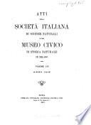 Atti della Società italiana di scienze naturali e del Museo civico di storia naturale in Milano