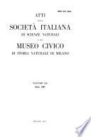 Atti della Società italiana di scienze naturali e del Museo civico di storia naturale in Milano