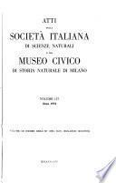 Atti della Società italiana di scienze naturali e del Museo civico di storia naturale in Milano
