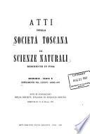 Atti della Società toscana di scienze naturali, residente in Pisa