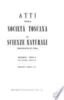 Atti della Società toscana di scienze naturali, residente in Pisa