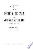 Atti della Società toscana di scienze naturali, residente in Pisa