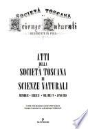 Atti della Società toscana di scienze naturali residente in Pisa
