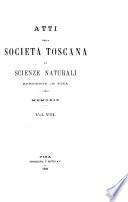 Atti della Società toscana di scienze naturali, residente in Pisa
