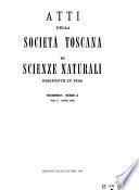 Atti della Società toscana di scienze naturali residente in Pisa