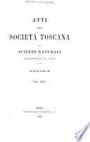 Atti della Società toscana di scienze naturali, residente in Pisa