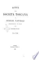 Atti della Società toscana di scienze naturali residente in Pisa. Memorie