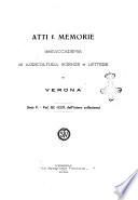 Atti e memorie della Accademia di agricoltura scienze e lettere di Verona