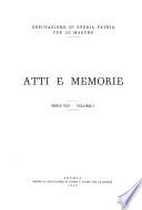 Atti e memorie della Deputazione di Storia Patria per le Marche