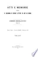 Atti e memorie della R. Accademia di scienze, lettere ed arti in Padova