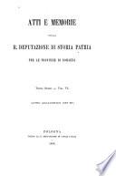 Atti e Memorie Della R. Deputazione di Storia Patria