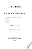 Atti e memorie della R. Deputazione di storia patria per le provincie di Romagna