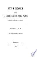 Atti e memorie della R. Deputazione di storia patria per le provincie di Romagna