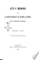 Atti e memorie della R. Deputazione di storia patria per le provincie di Romagna