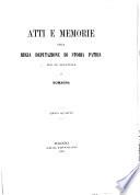 Atti e memorie della R. Deputazione di Storia Patria per le Provincie di Romagna