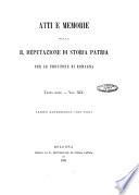 Atti e memorie della R. Deputazione di storia patria per le provincie di Romagna