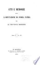 Atti e memorie della R. Deputazione di storia patria per le provincie modenesi