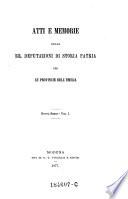 Atti e memorie delle R. deputazioni di storia patria per le provincie dell'Emilia